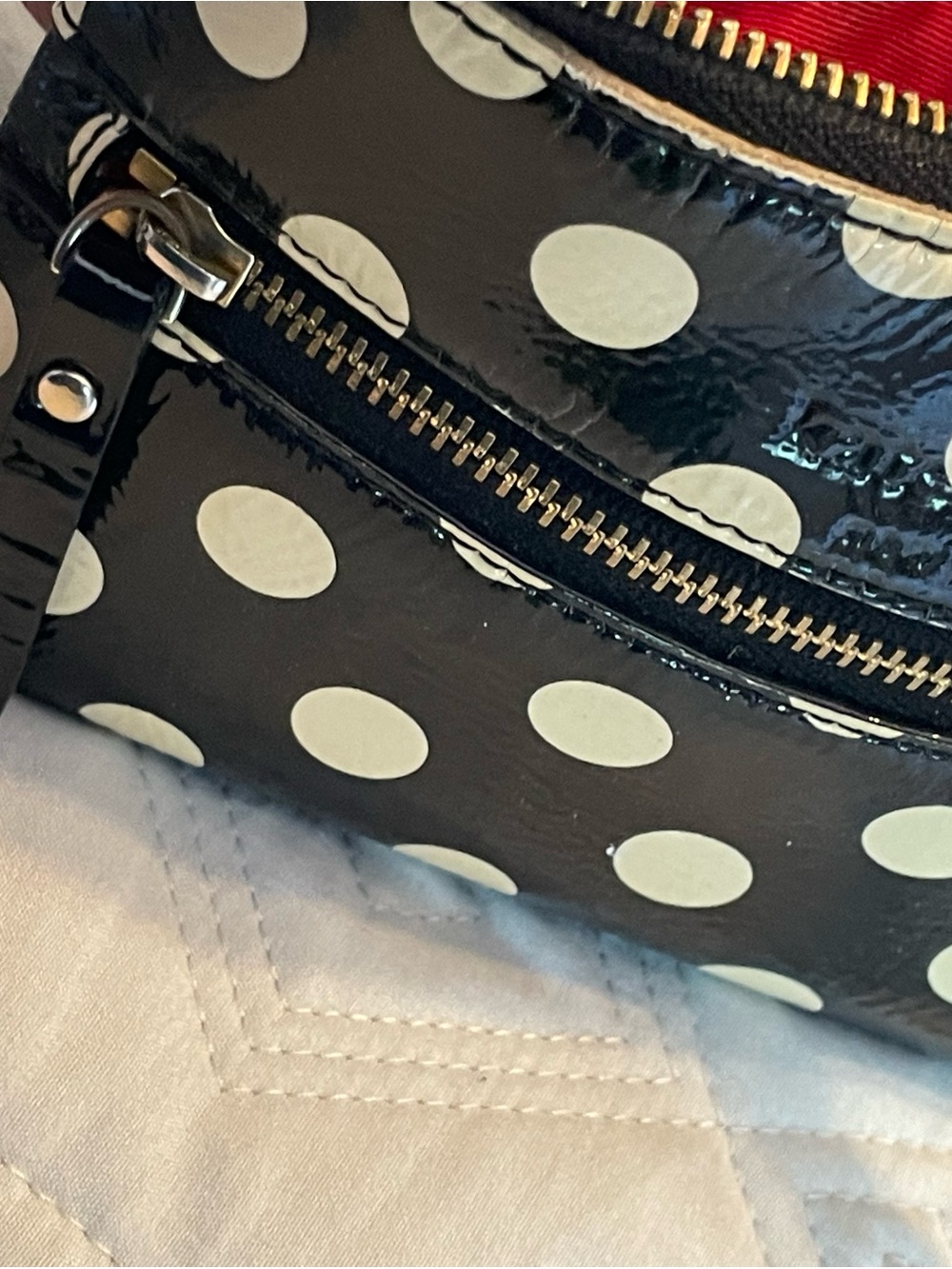 kate spade Black Polka Dot Patent Leather Wristlet - Picture 10 of 12